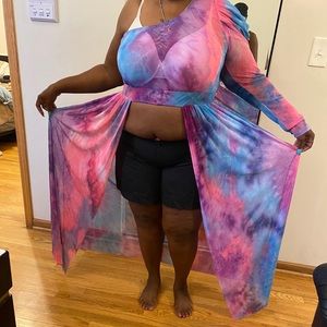 One sleeve plus size mid waist with long tail